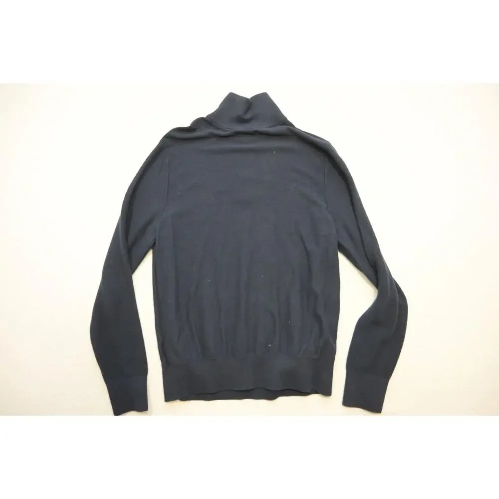 Banana Republic 1/4‎ Zip Neck Sweater Dark Blue Cotton Blend Casual Mens Medium